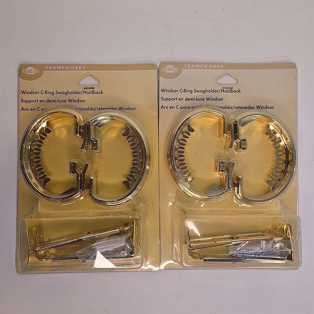 Graber Structures Windsor‎ C-Ring Swag holder curtain drape tieback Holdback X2